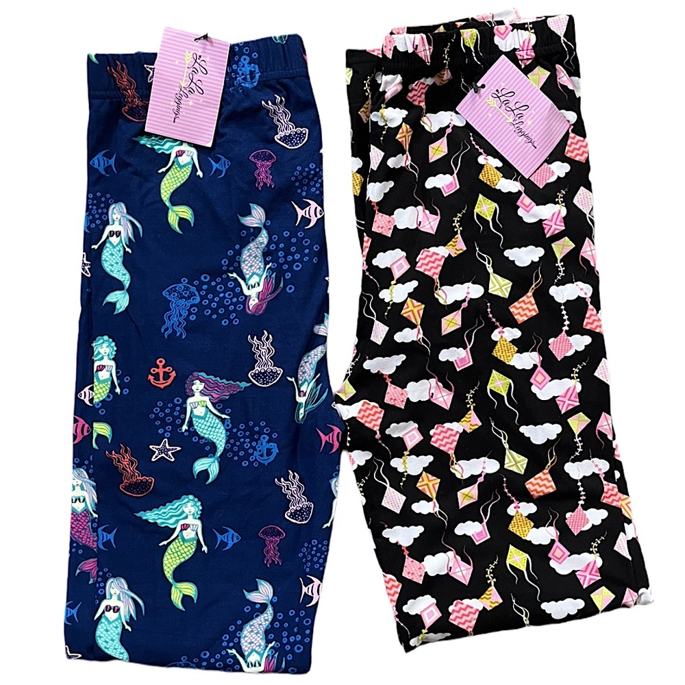 My LaLa Leggings Women’s Set of 2 Patterned Mermaid NWT One Size Stretchy